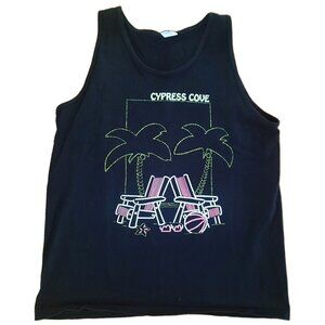 Vintage 80s Souvenir Graphic Tank Top Mens L Cypress Cove Black Baggy Fit